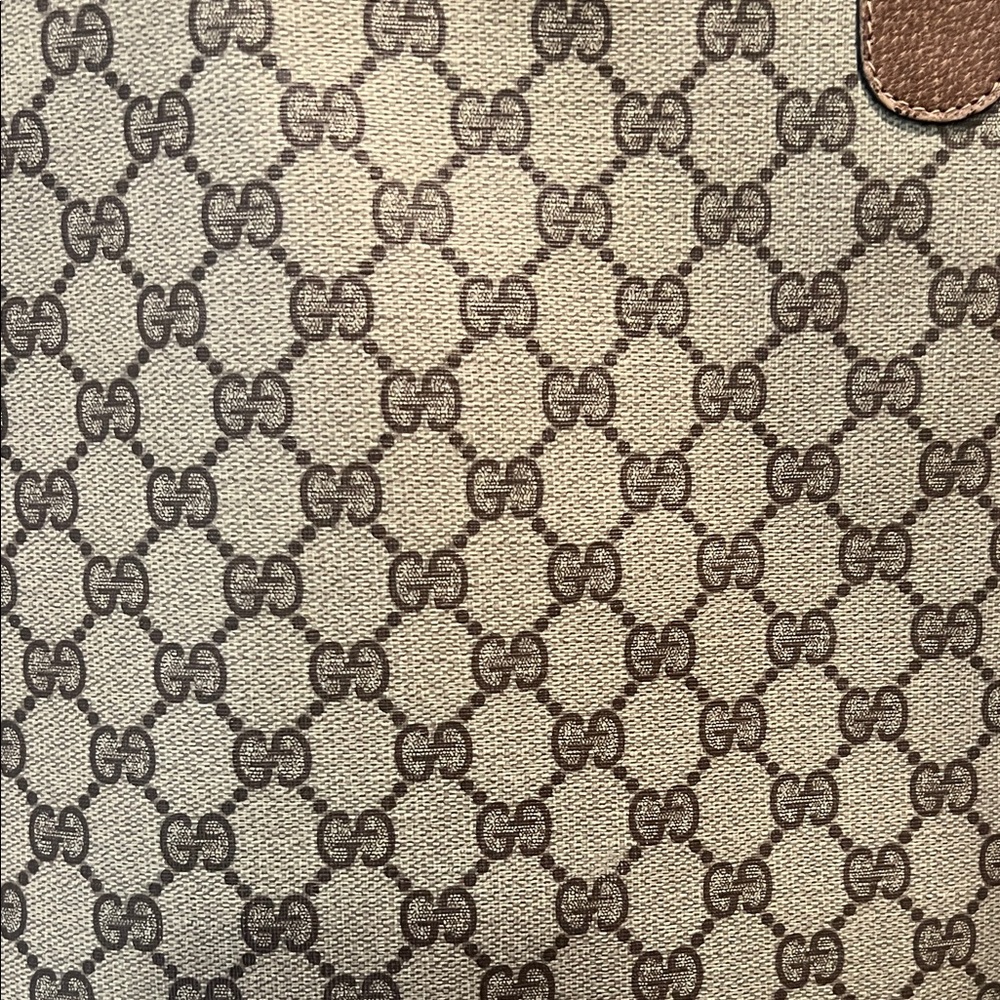 Gucci Beige Monogram Tote with Brown Trim - Picture 8 of 15